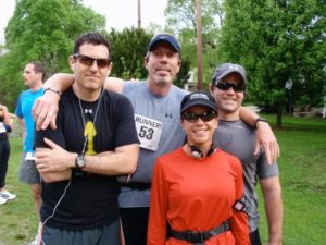 Pre-race Left to right Me, Bob, Jen, Jeff Getting ready to go!