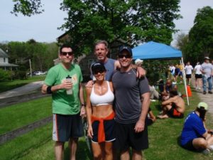 Post race Left to right Me, Jen, Bob, Jeff Hot and Sweaty and Finished