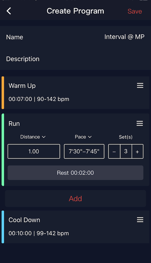 COROS PACE 2 CUSTOM WORKOUT